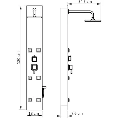 Panel De Ducha De Vidrio 18x42,1x120 Cm Negro VidaXL 7 Panel De Ducha De Vidrio 18x42,1x120 Cm Negro VidaXL - Imagen 5
