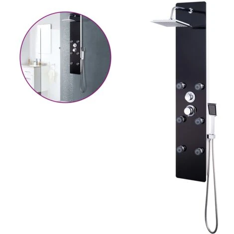 Panel Ducha De Vidrio Negro 25x44,6x130 Cm VidaXL 3 Panel Ducha De Vidrio Negro 25x44,6x130 Cm VidaXL