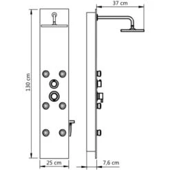 Panel Ducha De Vidrio Negro 25x44,6x130 Cm VidaXL 9 Panel Ducha De Vidrio Negro 25x44,6x130 Cm VidaXL -Mundo Ducha 10087282 3