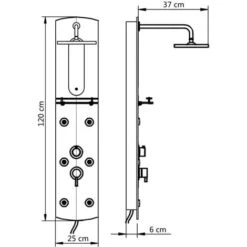 Panel De Ducha Plateado 25x43x120 Cm VidaXL -Mundo Ducha 10087283 3