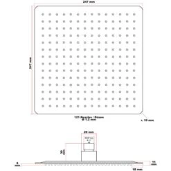Cabezal Ducha Cuadrado 25x25cm Baño Grifo Ducha Efecto Lluvia Acero Inoxidable Elegante Espejo -Mundo Ducha 10115032 4