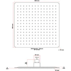 Cabezal Ducha Cuadrado 40x40cm Baño Grifo Ducha Efecto Lluvia Acero Inoxidable Elegante Espejo -Mundo Ducha 10115045 4