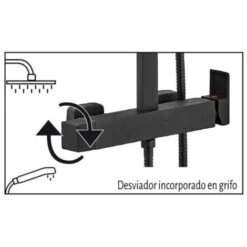 GME Ducha Telescópica INVERTER NEGRA CUADRADA Monomando Con Desviador En Griferí­a -Mundo Ducha 10174384 4
