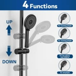 CECIPA Columna De Ducha Termostática Con Mezclador, 38 °C Conjunto De Ducha Termostática Regulable En Altura, Termostático De Ducha Con Rociador Y Monomando De Ducha Negro+Cromo -Mundo Ducha 10490029 4
