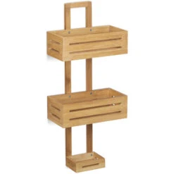 Relaxdays Estantería De Ducha Inoxidable Con 3 Niveles, Bambú, Beige, 65 X 28 X 15,5 Cm -Mundo Ducha 10736385 3