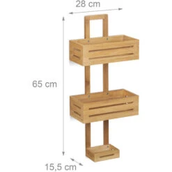 Relaxdays Estantería De Ducha Inoxidable Con 3 Niveles, Bambú, Beige, 65 X 28 X 15,5 Cm -Mundo Ducha 10736385 4