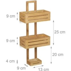 Relaxdays Estantería De Ducha Inoxidable Con 3 Niveles, Bambú, Beige, 65 X 28 X 15,5 Cm -Mundo Ducha 10736385 5