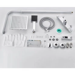 Auralum Columnas De Ducha Termostáticas, Set De Ducha Termostatica Con Alcachofa Ducha Lluvia 20x20cm, Altura Ajustable -Mundo Ducha 12216674 5