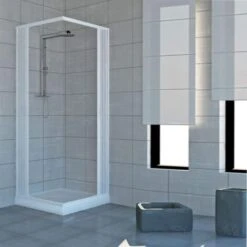 Mampara De Ducha De Pvc H 185 Cm Mod. Acquario 80x80 Apertura Central -Mundo Ducha 12225903 4