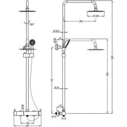 Columna De Ducha Monomando TOR De Diseño Redondo, Tubo Redondo Extensible Regulable En Altura De 80 A 120 Cm. Acabados En Cromo Brillo. Ducha De Mano Y Rociador Redondos. Recambios Garantizados -Mundo Ducha 12435825 5