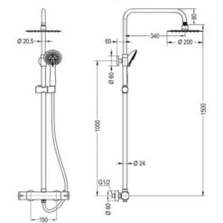 Columna De Ducha Termostático Negro Mate Cuadrada. Tubo Regulable En Altura De 83 A 120 Cm. -Mundo Ducha 12435830 5