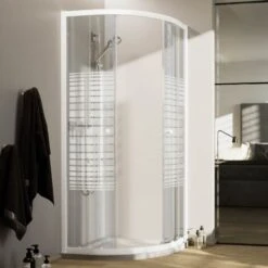 Mampara De Ducha Blanco Vidrio Serigrafiado H 185 Mod. Blanc Semicircular 90x90 Cm -Mundo Ducha 14333090 3