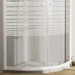 Mampara De Ducha Blanco Vidrio Serigrafiado H 185 Mod. Blanc Semicircular 90x90 Cm -Mundo Ducha 14333090 4