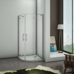 Puerta De Ducha Semicircular Esquinal, Mampara De Ducha Apertura De Puerta Abatible Curvo Antical 78x78x195cm