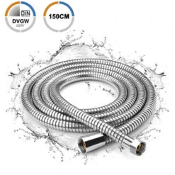 Manguera De Ducha 1,5M, Flexible Manguera Universal Ducha Antiexplosión De Acero Inoxidable Con Conector De Latón Macizo, Cromo