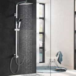 Columna De Ducha Sin Grifo Ducha Para Baños Conjunto Ducha Con Barra Adjustable Set Ducha Con Ducha Mano Alcachofa Y Cabezal Rociador 20x20cm