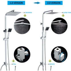 Columna De Ducha Sin Grifo Ducha Para Baños Conjunto Ducha Con Barra Adjustable Set Ducha Con Ducha Mano Alcachofa Y Cabezal Rociador 20x20cm -Mundo Ducha 16926734 4