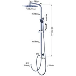 Columna De Ducha Sin Grifo Ducha Para Baños Conjunto Ducha Con Barra Adjustable Set Ducha Con Ducha Mano Alcachofa Y Cabezal Rociador 20x20cm -Mundo Ducha 16926734 5