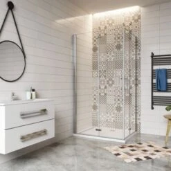 Mampara De Ducha Angular Apertura De Puerta Plegable 6mm Antical 70x70x195cm