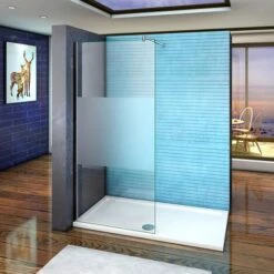 Mamparas Ducha Panel Pantalla Fija Vidrio Laminado De Film Seguirdad A Pureba De Explosiciones 8mm - Barra 70-120cm - 70x200cm