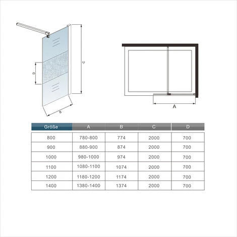 Mamparas Ducha Panel Pantalla Fija Vidrio Laminado De Film Seguirdad A Pureba De Explosiciones 8mm - Barra 70-120cm - 90x200cm 7 Mamparas Ducha Panel Pantalla Fija Vidrio Laminado De Film Seguirdad A Pureba De Explosiciones 8mm - Barra 70-120cm - 90x200cm - Imagen 5