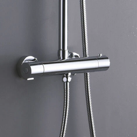 Columna De Ducha Termostática Diseño Redondo, Con Tubo Extensible De 80 A 120 Cm. Rociador Extraplano De 20cm Y Ducha De Mano De Hidromasaje Redondos. Recambios Garantizados 6 Columna De Ducha Termostática Diseño Redondo, Con Tubo Extensible De 80 A 120 Cm. Rociador Extraplano De 20cm Y Ducha De Mano De Hidromasaje Redondos. Recambios Garantizados - Imagen 4