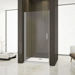 Mamparas De Ducha Puerta Abatible Gris Mate 5mm 76x185cm