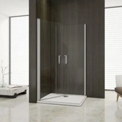 Mamparas De Ducha Doble Puerta Pivotante Gris Mate 5mm Angular 100x70x185cm -Mundo Ducha 19833566 3