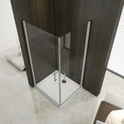 Mamparas De Ducha Doble Puerta Pivotante Gris Mate 5mm Angular 100x70x185cm -Mundo Ducha 19833566 4