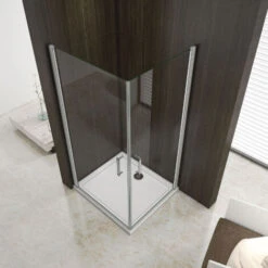 Mamparas De Ducha Doble Puerta Pivotante Gris Mate 5mm Angular 80x70x185cm -Mundo Ducha 19833570 3