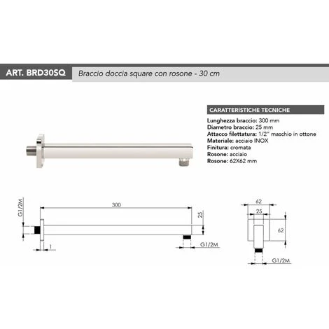 Brazo De Ducha Moderno De Diseño Redondo Tecom BRDSQ 300mm 4 Brazo De Ducha Moderno De Diseño Redondo Tecom BRDSQ 300mm - Imagen 2