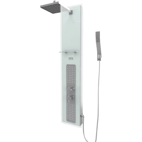 COLUMNA DUCHA HIDROMASAJE - 22X125CM - CRISTAL TEMPLADO CON PLACA DE ACERO INOX - ALPHA WHITE 4 COLUMNA DUCHA HIDROMASAJE - 22X125CM - CRISTAL TEMPLADO CON PLACA DE ACERO INOX - ALPHA WHITE - Imagen 2