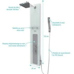 COLUMNA DUCHA HIDROMASAJE - 22X125CM - CRISTAL TEMPLADO CON PLACA DE ACERO INOX - ALPHA WHITE 8 COLUMNA DUCHA HIDROMASAJE - 22X125CM - CRISTAL TEMPLADO CON PLACA DE ACERO INOX - ALPHA WHITE -Mundo Ducha 21926197 3