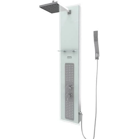 COLUMNA DUCHA HIDROMASAJE - 22X125CM - CRISTAL TEMPLADO CON PLACA DE ACERO INOX - ALPHA WHITE 6 COLUMNA DUCHA HIDROMASAJE - 22X125CM - CRISTAL TEMPLADO CON PLACA DE ACERO INOX - ALPHA WHITE - Imagen 4