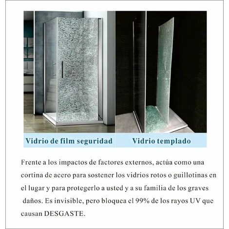 Mamparas De Ducha Pantalla Panel Fijo Vidrio Laminado De Film Seguridad A Prueba De Explosiones 8mm Perfil Negro Mate Barra 70-120cm,100x200cm 6 Mamparas De Ducha Pantalla Panel Fijo Vidrio Laminado De Film Seguridad A Prueba De Explosiones 8mm Perfil Negro Mate Barra 70-120cm,100x200cm - Imagen 4