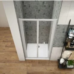 Mamparas De Ducha Frontal Puerta Plegable 2 Hoja Plegable Cristal Templado 5mm, 80x185cm -Mundo Ducha 22975672 4