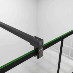 80x200cm Mamparas De Ducha Pantalla Panel Fijo Estilo Industrial Negro Mate Con Cuadrados Cristal Antical 8mm Con Barra 90cm -Mundo Ducha 24074972 4