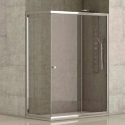 Mampara Catania Angular 2 Hojas Fijas + 2 Hojas Correderas, Vidrio De 4 Mm 70x100 Cm