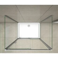 Mampara De Ducha Mampara Baño Rectangular Puerta Corredera Con Dos Panales De Vidrio Templado 5 MM 130x70x70x185cm -Mundo Ducha 26981384 3