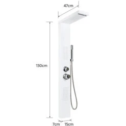 Panel De Ducha De Acero Inoxidable,5 En 1 Columna Hidromasaje,Cabeza De Ducha, Ducha De Mano Y Chorros De Masaje (blanco),15*47*130cm -Mundo Ducha 28055667 3