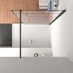 70x200cm Mamparas De Ducha Pantalla Panel Fijo Estilo Industrial Negro Mate Con Cuadrados Cristal Antical 8mm Barra 90cm 9 70x200cm Mamparas De Ducha Pantalla Panel Fijo Estilo Industrial Negro Mate Con Cuadrados Cristal Antical 8mm Barra 90cm -Mundo Ducha 28228822 3