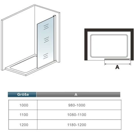 70x200cm Mamparas De Ducha Pantalla Panel Fijo Estilo Industrial Negro Mate Con Cuadrados Cristal Antical 8mm Barra 90cm 7 70x200cm Mamparas De Ducha Pantalla Panel Fijo Estilo Industrial Negro Mate Con Cuadrados Cristal Antical 8mm Barra 90cm - Imagen 5
