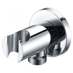 Soporte De Mango De Ducha De Mano Con Toma De Agua, Para Pared. Forma Redonda Con Acabado En Cromo Brillo. Fabricado En Latón