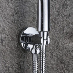 Soporte De Mango De Ducha De Mano Con Toma De Agua, Para Pared. Forma Redonda Con Acabado En Cromo Brillo. Fabricado En Latón -Mundo Ducha 28699407 5