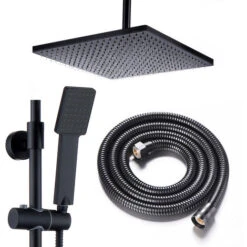 Columna De Ducha Termostático Negro Mate Cuadrada. Tubo Regulable En Altura De 83 A 120 Cm. -Mundo Ducha 28699427 3