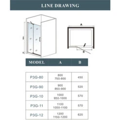 Mampara De Ducha Abatible,80x195cm,frontal 2 Hojas Con Antical,perfilería Negra Mate,estilo Industrial,Cristal Templado De 8 Mm,incluye Barra De Soporte 30 Cm -Mundo Ducha 37452418 5