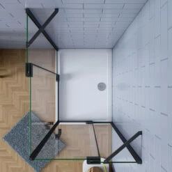 Mampara De Ducha Angular,80x80x195cm, Con Antical,perfilería Negra Mate,estilo Industrial,Cristal Templado De 8 Mm,incluye Barra De Soporte 30 Cm -Mundo Ducha 37452447 3