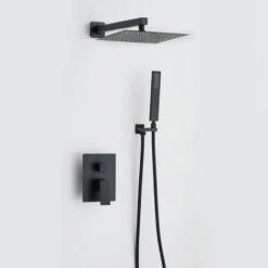 DP Grifería - Set De Ducha Empotrado, Monomando, En Color Negro Modelo Arenas