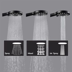 CECIPA Columna De Ducha Sistema De Ducha Negro Sin Grifería, Set De Ducha Efecto Lluvia Con Rociador Redondo De 22 Cm Y Teleducha 3 Modos, Regulable En Altura -Mundo Ducha 51664831 3