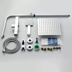 Auralum Columnas De Ducha Termostáticas, Columnas De Ducha Con Mezclador Termostático De Acero Inoxidable - Conjunto De Ducha Con Cabezal De Ducha De 10 Pulgadas Y Sistema De Ducha De Mano -Mundo Ducha 51664982 5